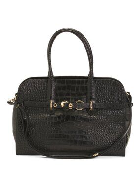 CLAUDIA Made In Italy Leather Croc Annalou Satchel